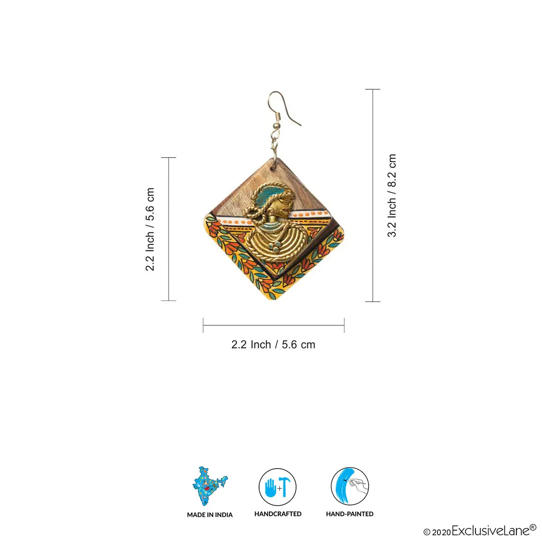 'Tribal Dhokra Ladies' Bohemian Earrings Handmade In Dhokra Art (Brass, Wood, 8.1 cm)