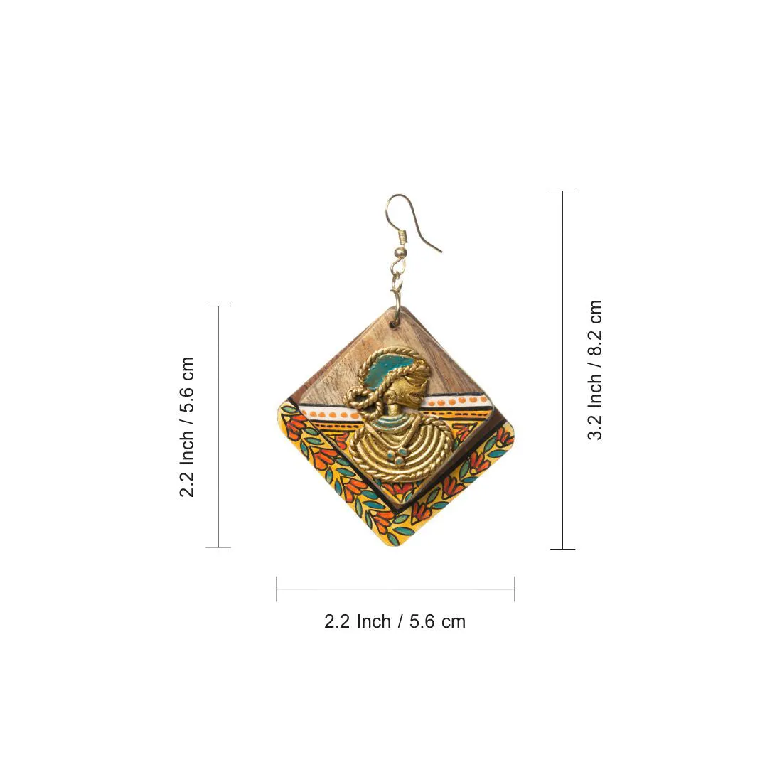 'Tribal Dhokra Ladies' Bohemian Earrings Handmade In Dhokra Art (Brass, Wood, 8.1 cm)