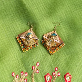 'Tribal Dhokra Ladies' Bohemian Earrings Handmade In Dhokra Art (Brass, Wood, 8.1 cm)