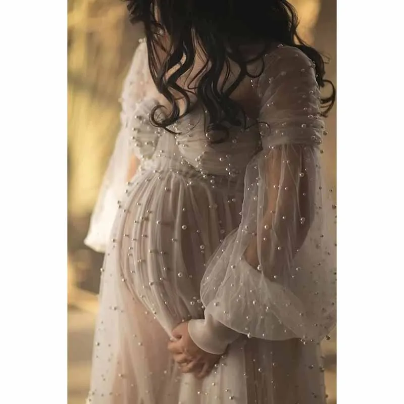 Tulle Maternity Dresses for Photoshoot Puffy Off Shoulder Bridal Lingerie Pregnancy Gowns for Baby Shower