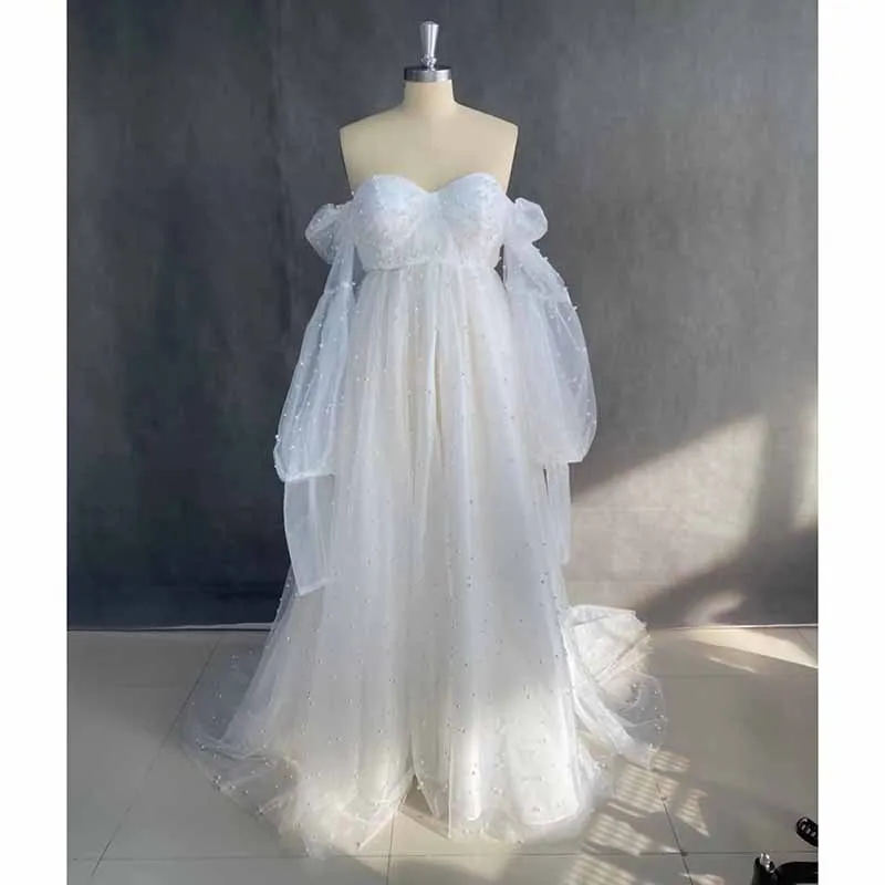 Tulle Maternity Dresses for Photoshoot Puffy Off Shoulder Bridal Lingerie Pregnancy Gowns for Baby Shower