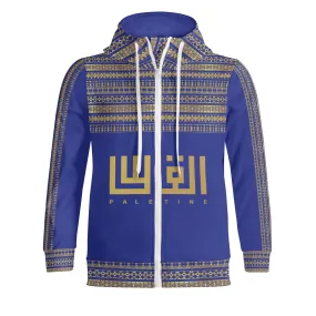 Unisex Palestine Decoration Full Zip Hoodie - Dark Blue