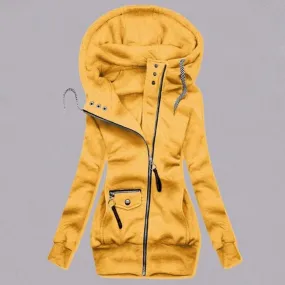 winter stitching hooded slim coat